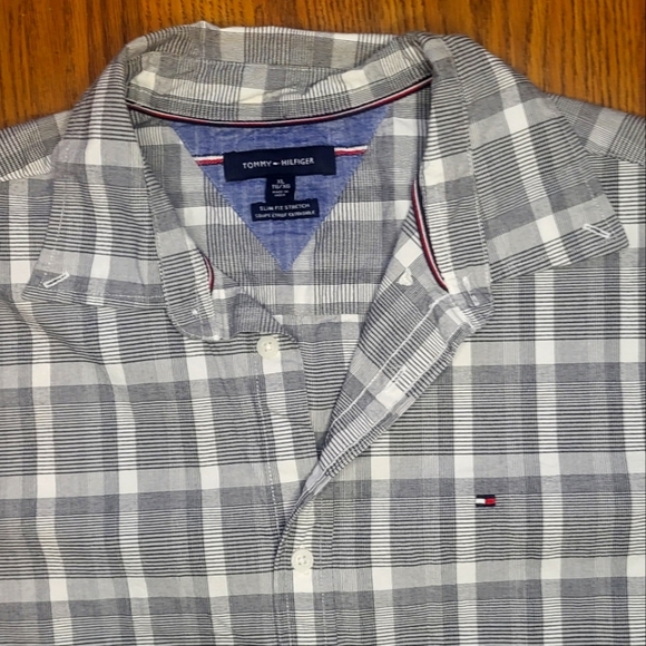 Tommy Hilfiger Slim Fit Stretch Men's Xl Striped Button-down Shirt B24 - Picture 2 of 8